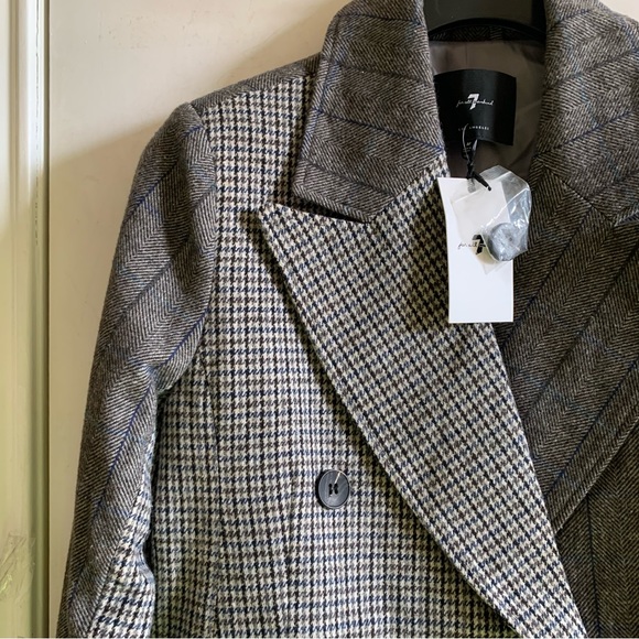 NWT 7 for all mankind woman double blazer, wool blended houndstooth blazer sz M - Picture 6 of 9
